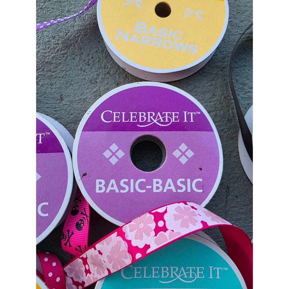 Celebrate It Craft Ribbon Lot 10‎ Spools Grosgrain Satin Glitter Floral Skulls
